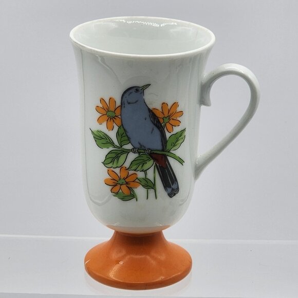 Vintage Fred Roberts Bird Mugs Footed Coffee Tea Cups Set of 5 Japan MCM - Picture 12 of 16